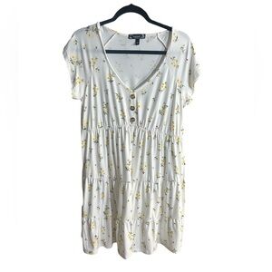 Derek Heart Maternity White Mini Dress with Yellow Floral Print